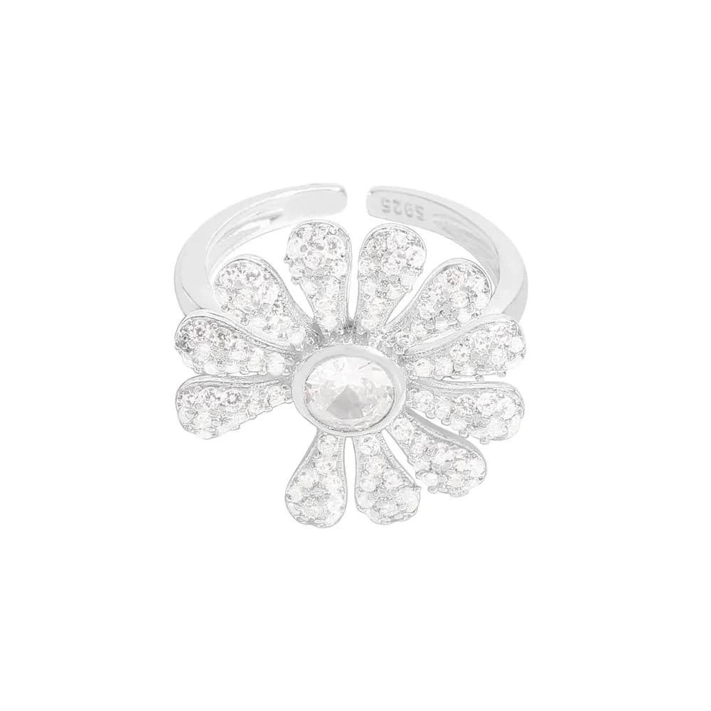 Daisy Pavé Ring in Silver — Sterling silver