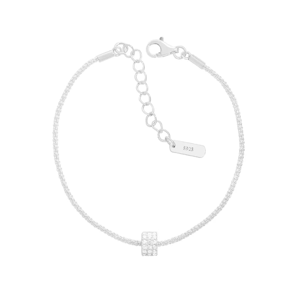 Pavé Square Bracelet in Silver — Silver Obsidian