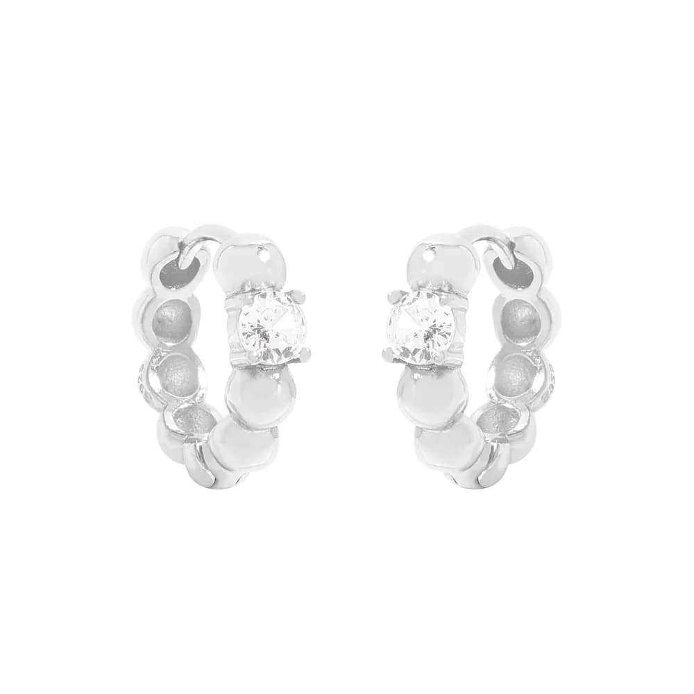 Circle Link Hoop Earrings in Silver — Sterling silver