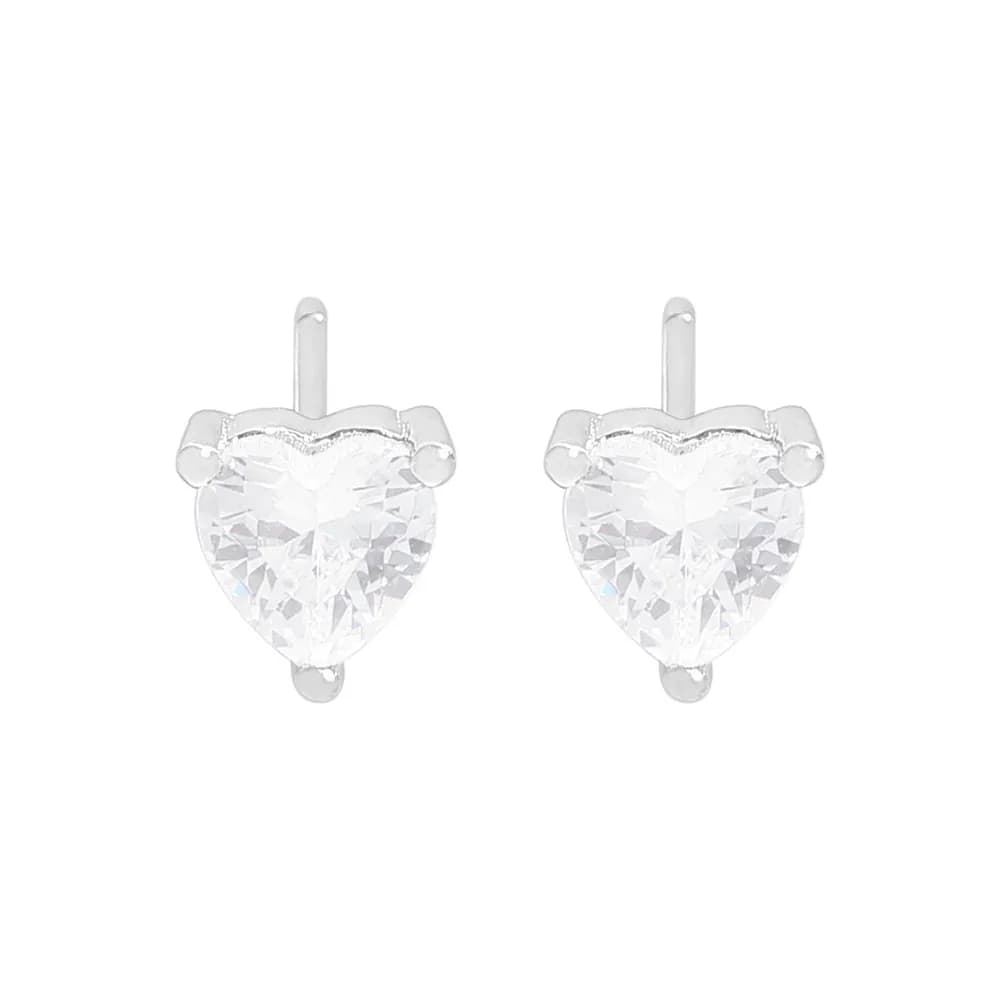 Heart Cut Crystal Earrings in Silver — Sterling silver