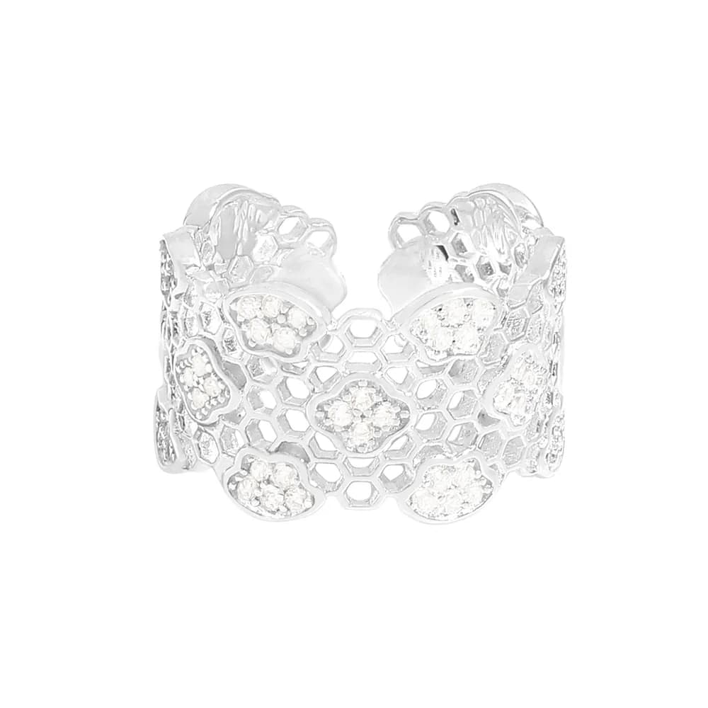 Honeycomb Floral Ring in Silver — Sterling silver