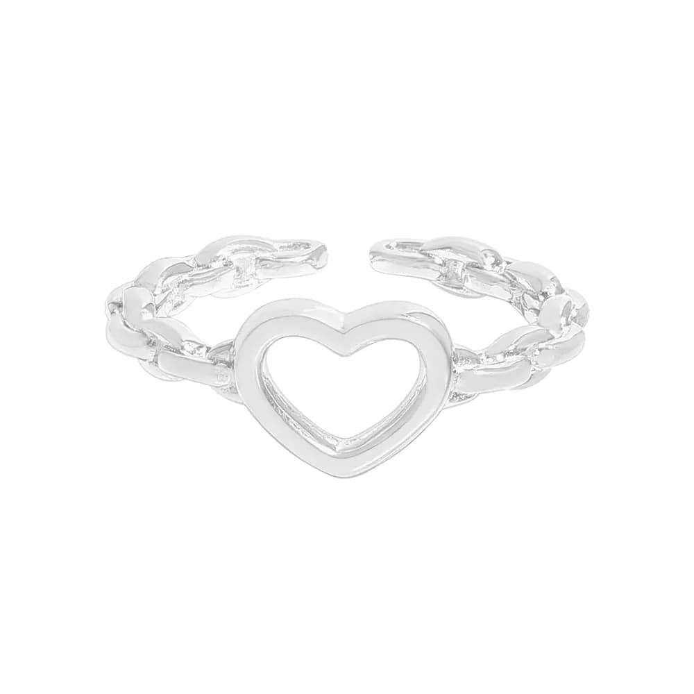 Open Heart Ring in Silver — Sterling silver