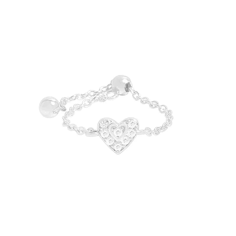 Charm Ring Set in Heart Charm — Sterling silver
