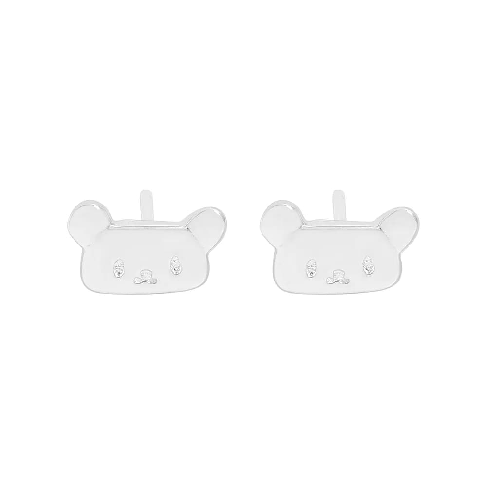 Panda Face Studs in Silver — Silver