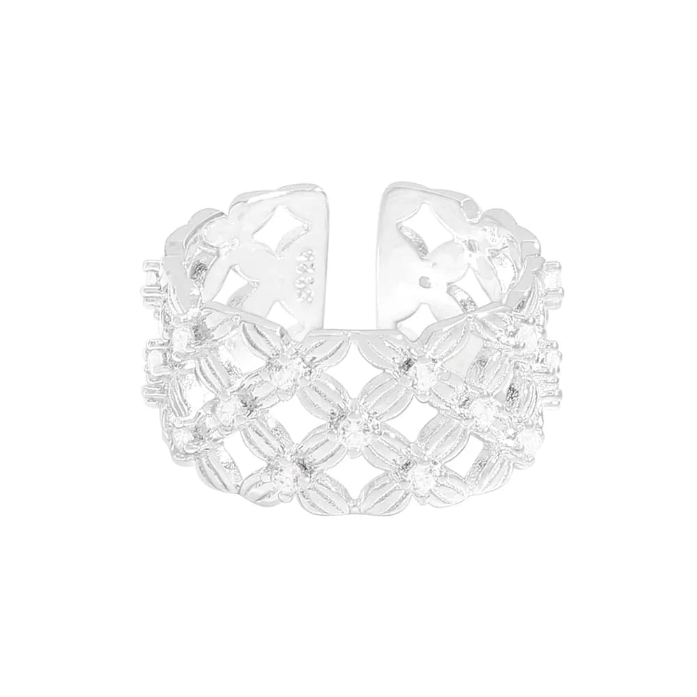 Floral Lattice Ring in Silver — Sterling silver