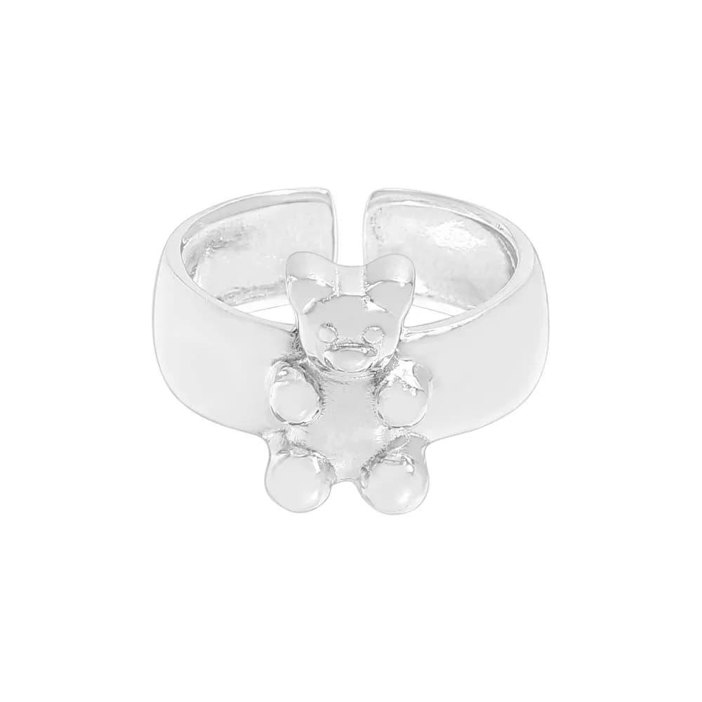 Bear Charm Ring in Silver — Sterling silver