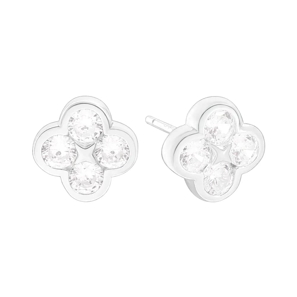 Four-Leaf Clover Studs in Silver — Sterling silver
