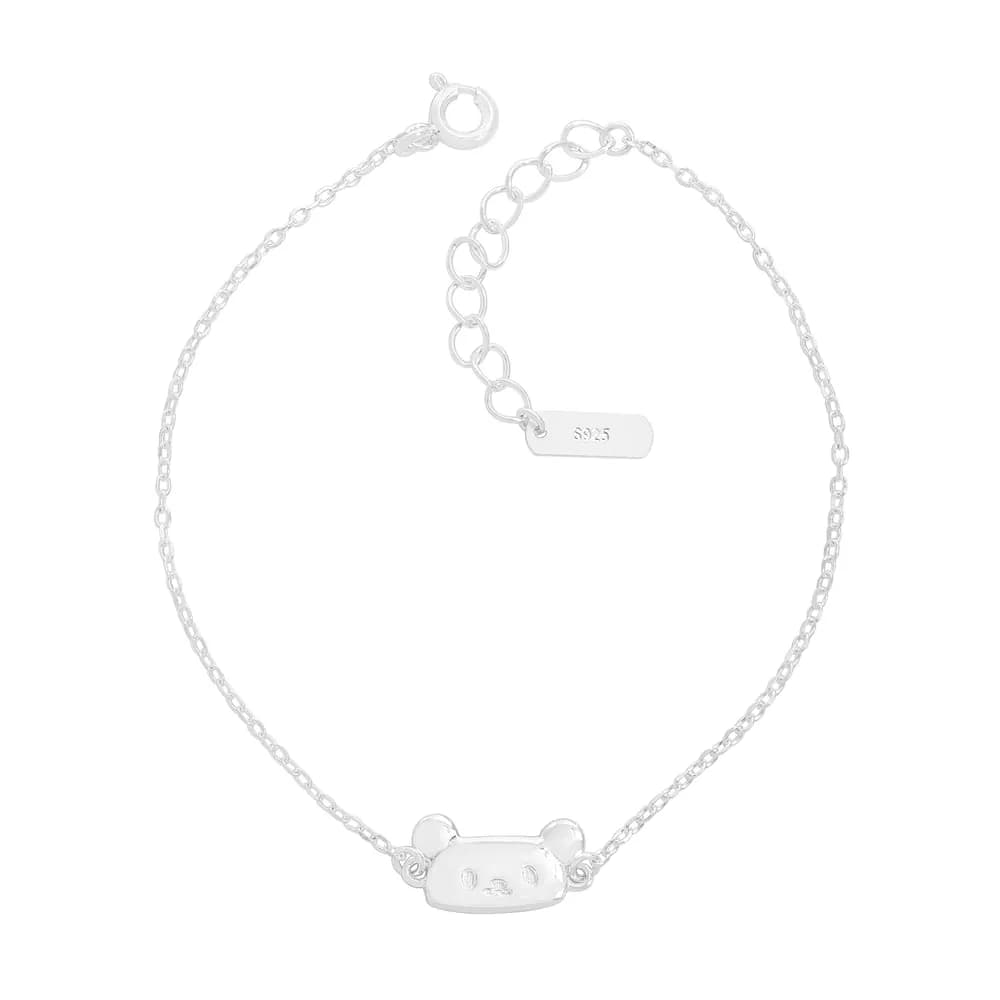 Panda Head Bar Bracelet in Silver — Sterling silver