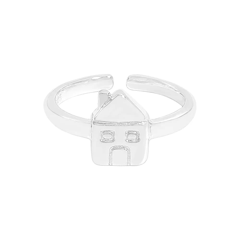 House Silhouette Ring in Silver — Sterling silver