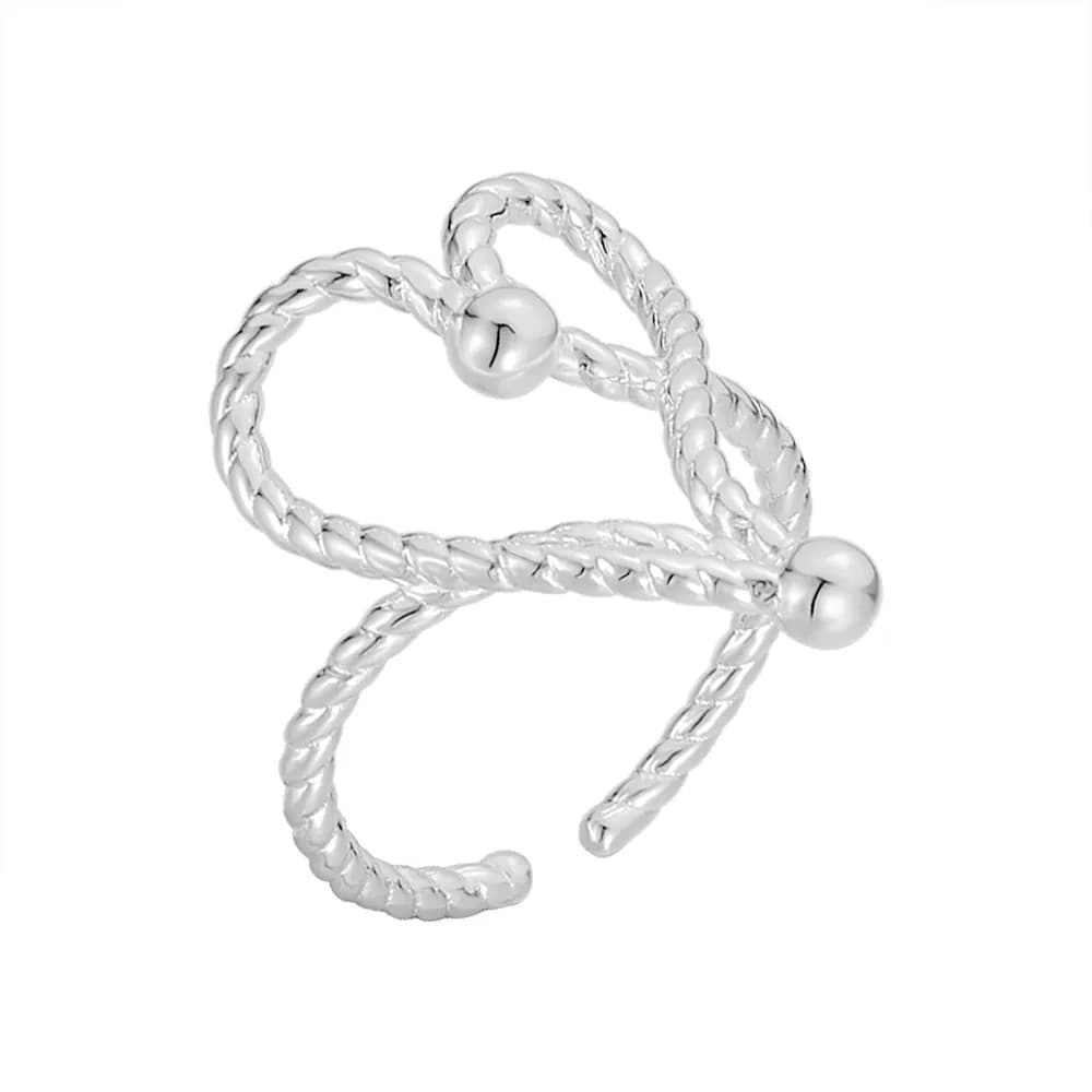Rope Heart Ring in Silver — Sterling silver