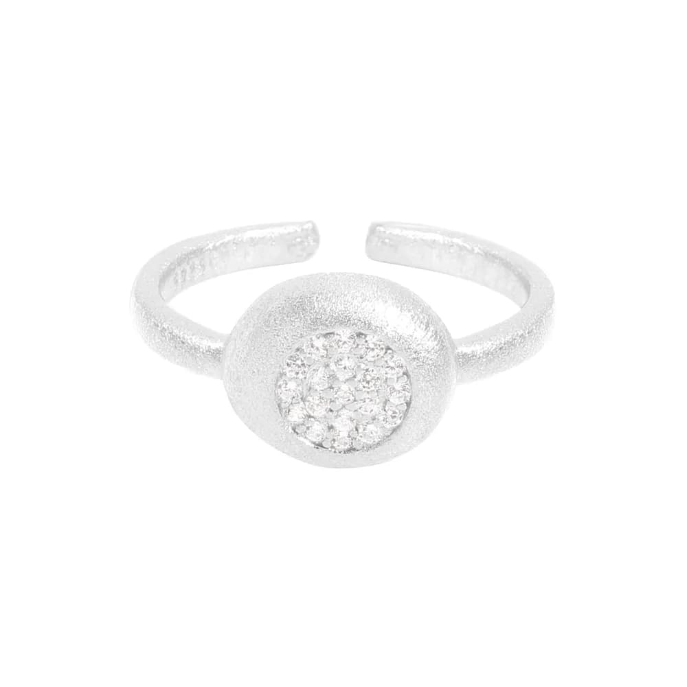 Pavé Disk Ring in Silver — Sterling silver