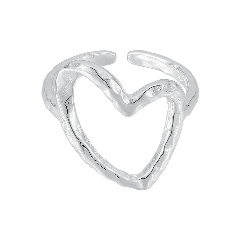 Open Heart Ring in Silver — Silver