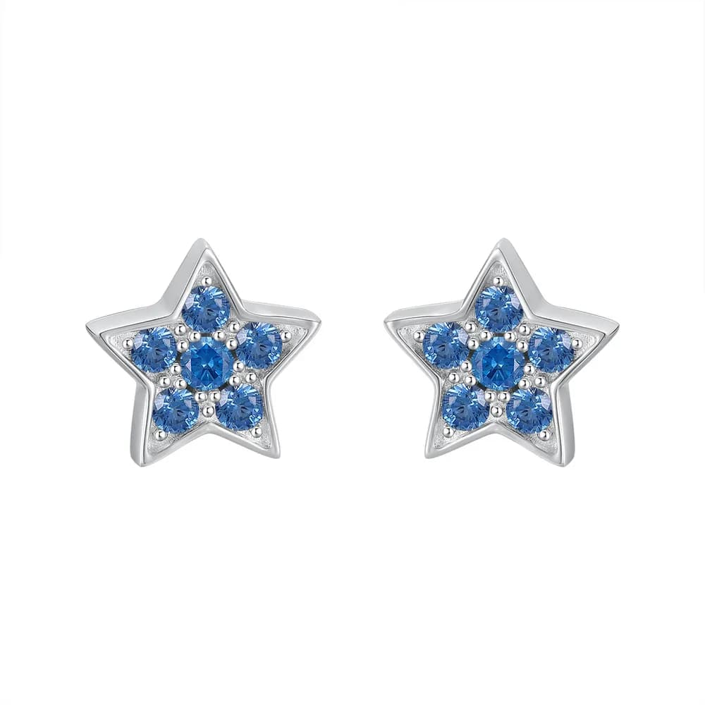 Star Pavé Stud Earrings in Blue — Sterling silver
