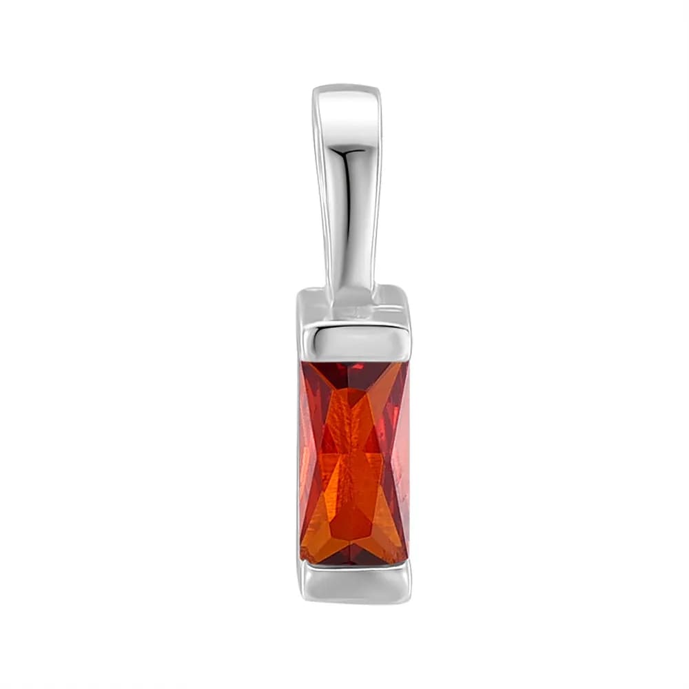Rectangular Baguette Pendant in Orange-Red — Sterling silver