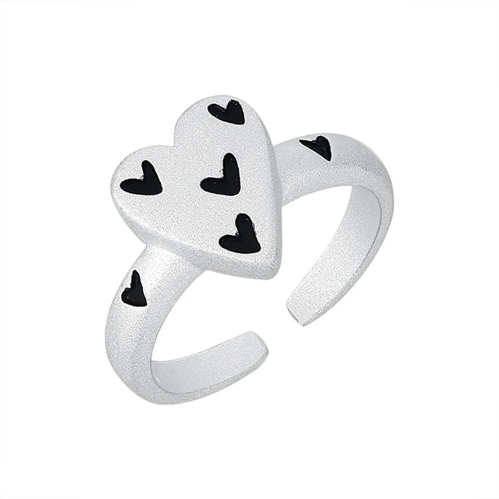 Heart Enamel Ring in Fired White — Sterling silver