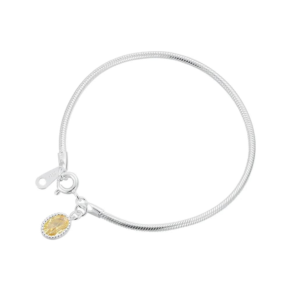 Oval Gemstone Charm Bracelet in Gold — Sterling silver