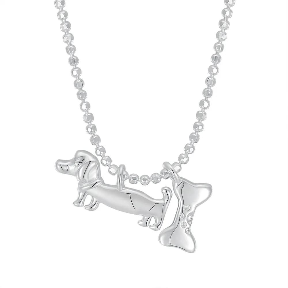 Dachshund Silhouette Necklace in Silver — Sterling silver