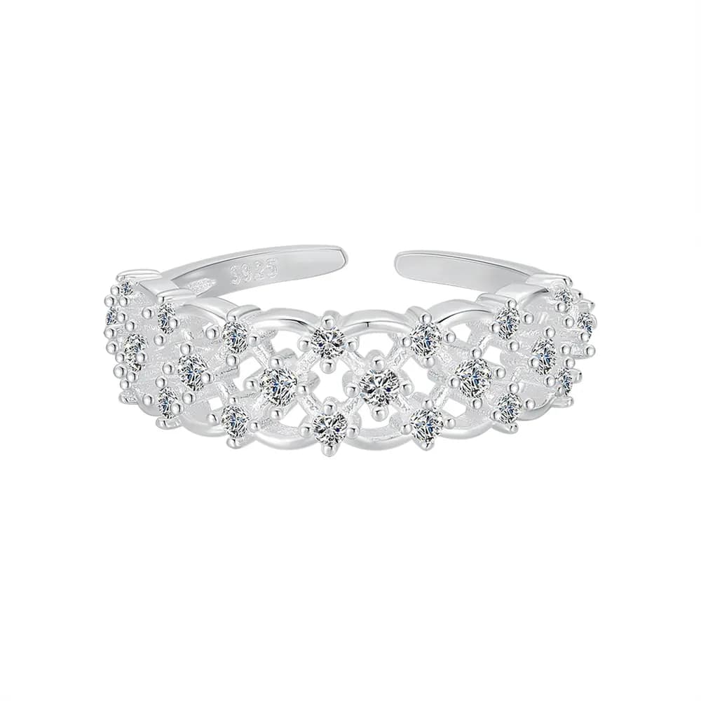 Lattice Diamond Ring in Silver — Sterling silver