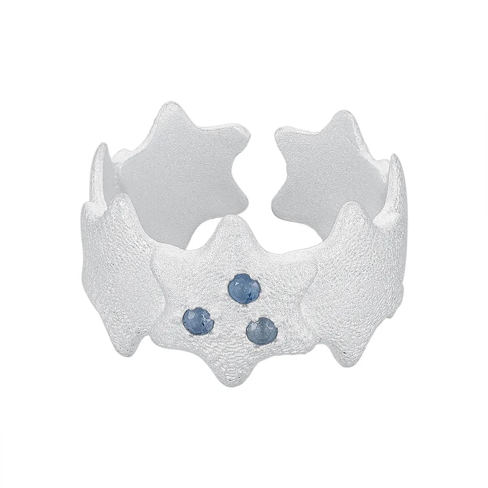 Jagged Crown Ring in Fired White — Sterling silver