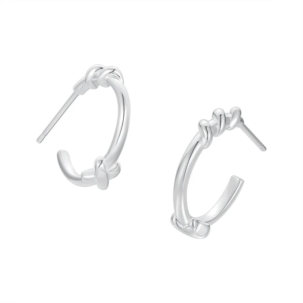 Knot Hoop Earrings in Silver — Sterling silver