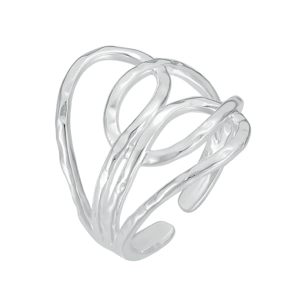 Layered Wave Ring in Silver — Sterling silver