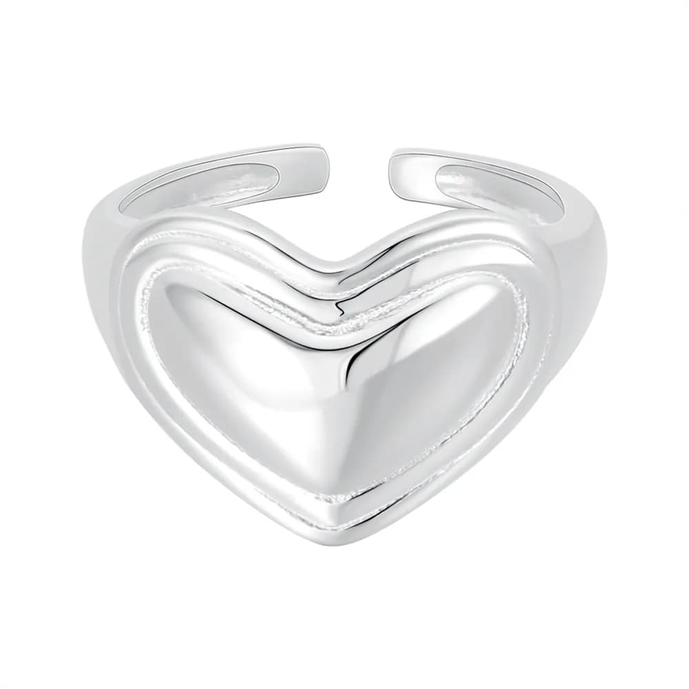 Polished Heart Ring in Silver — Sterling silver