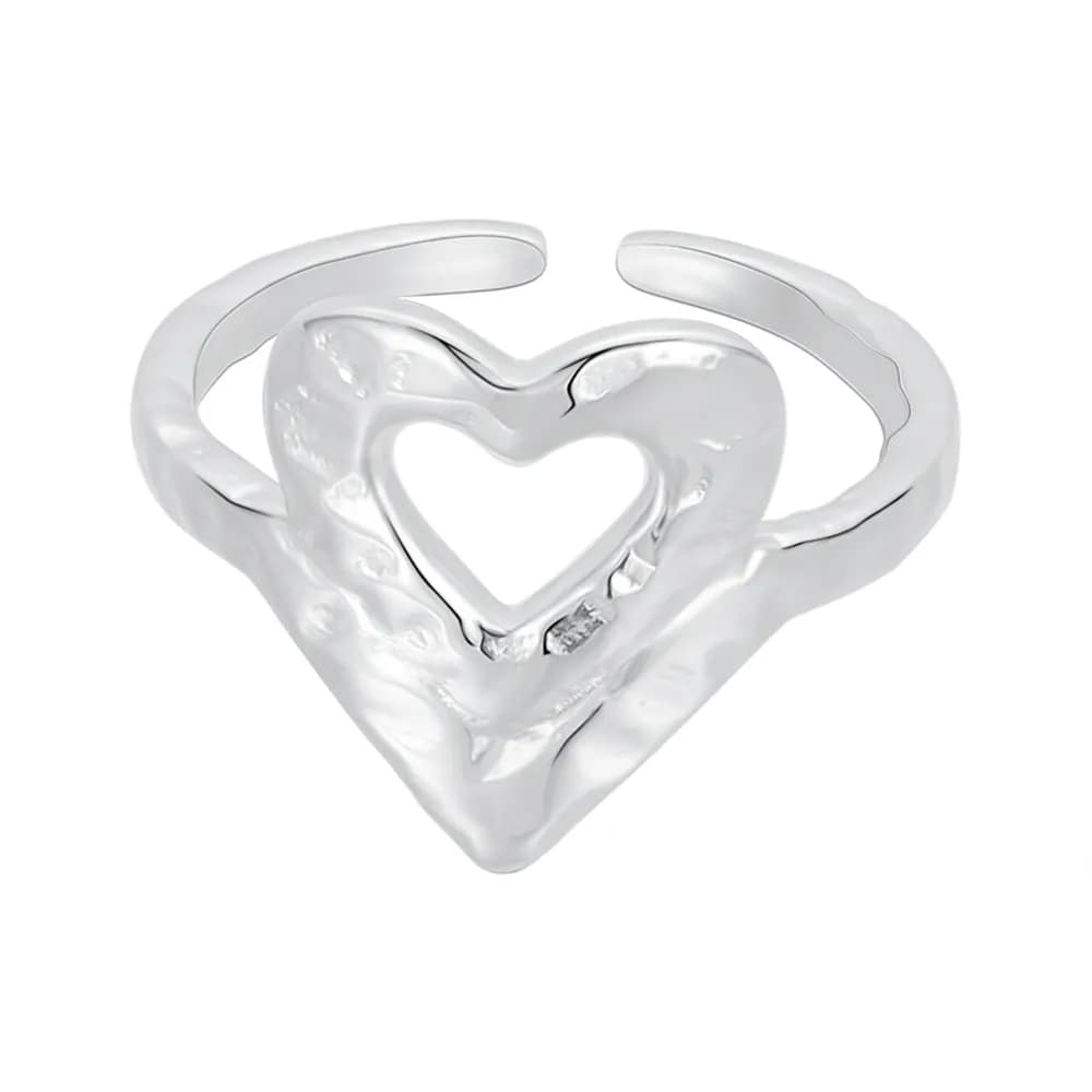 Open Heart Band Ring in Silver — Sterling silver