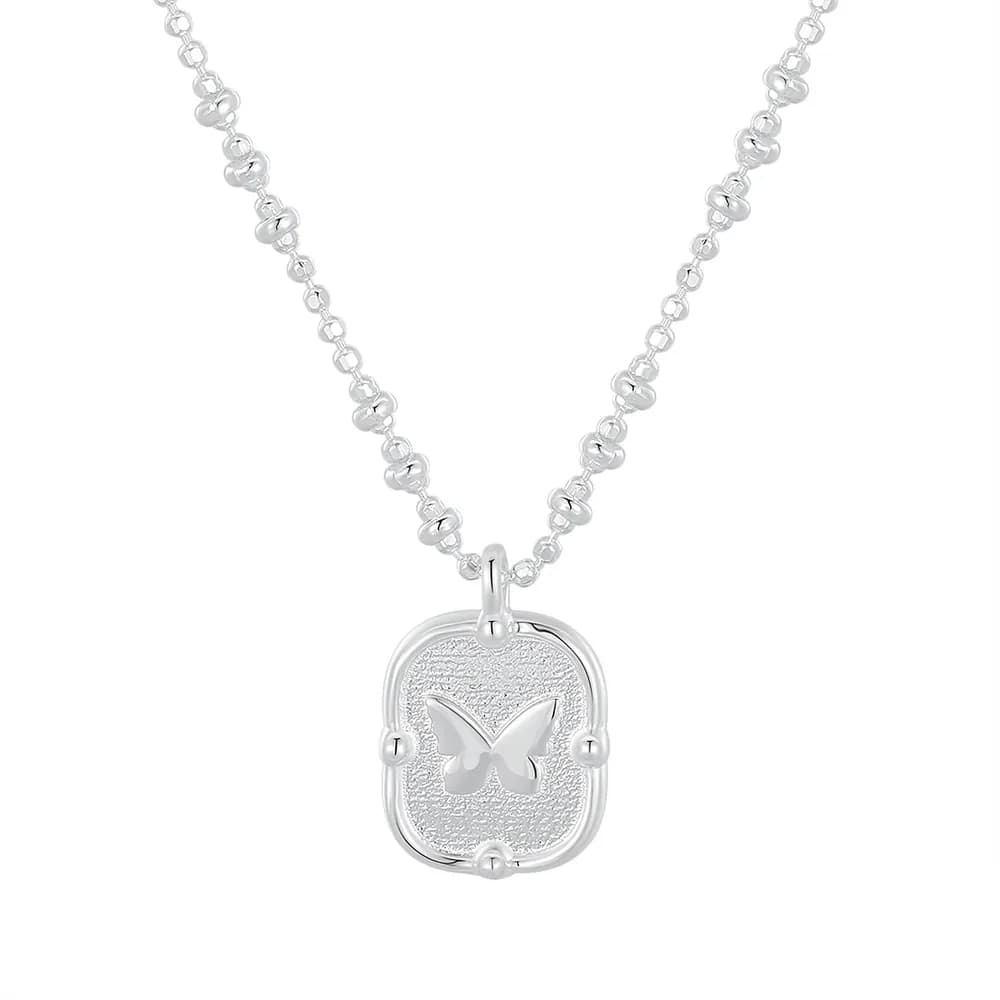 Butterfly Outline Pendant Necklace in Silver — Sterling silver