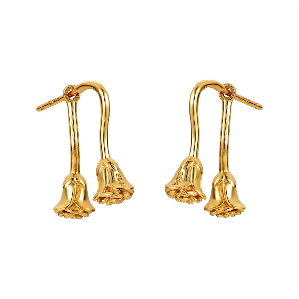 Bell Drop Earrings in Gold — Sterling silver