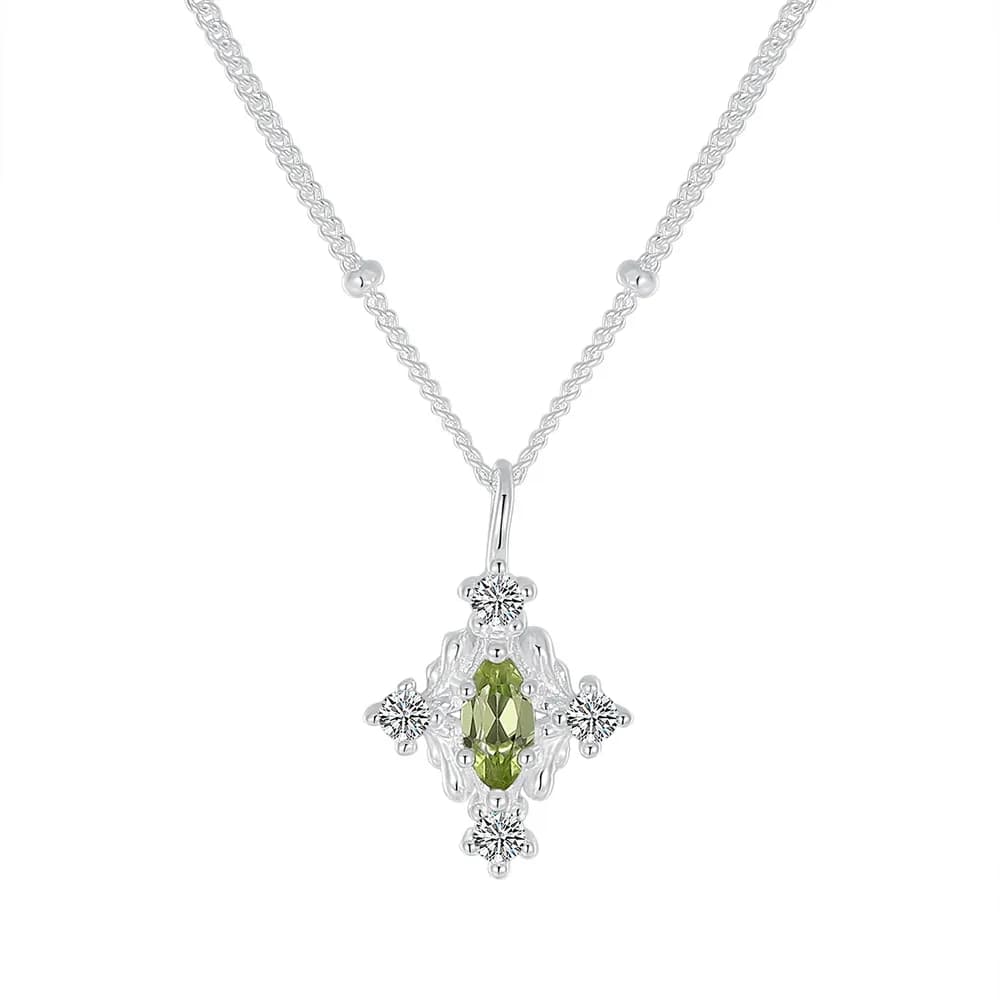 Emerald Marquise Pendant Necklace in Silver — Sterling silver