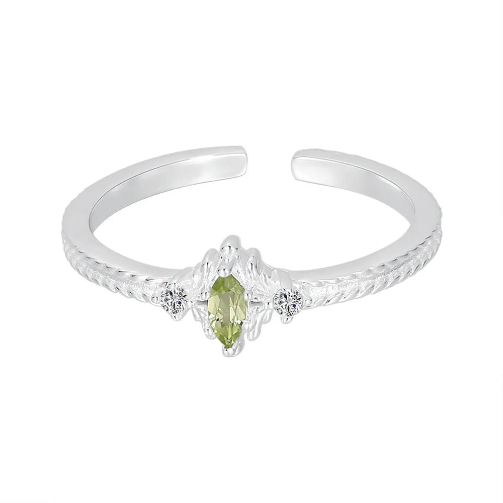 Peridot Halo Ring in Silver — Sterling silver