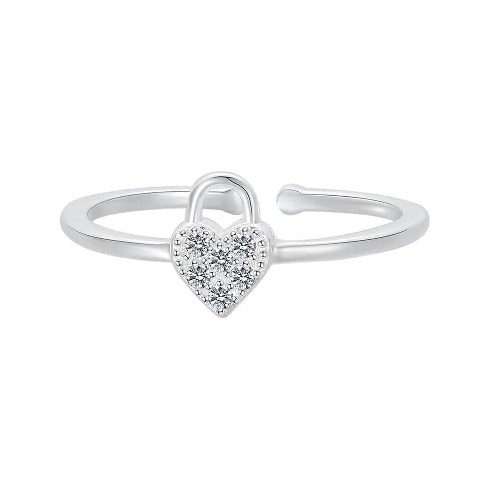 Heart Charm Ring in Silver — Sterling silver