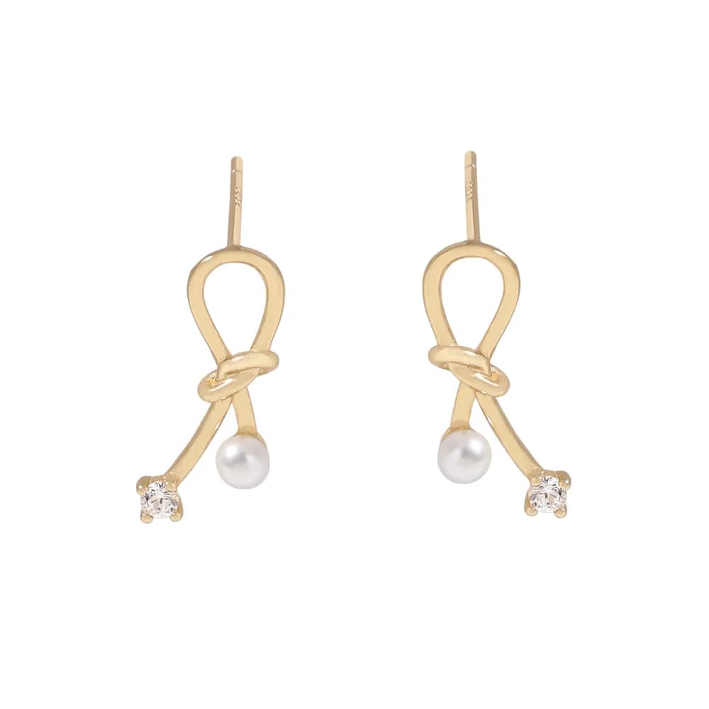 Knot Loop Earrings in Champagne Gold — Sterling silver