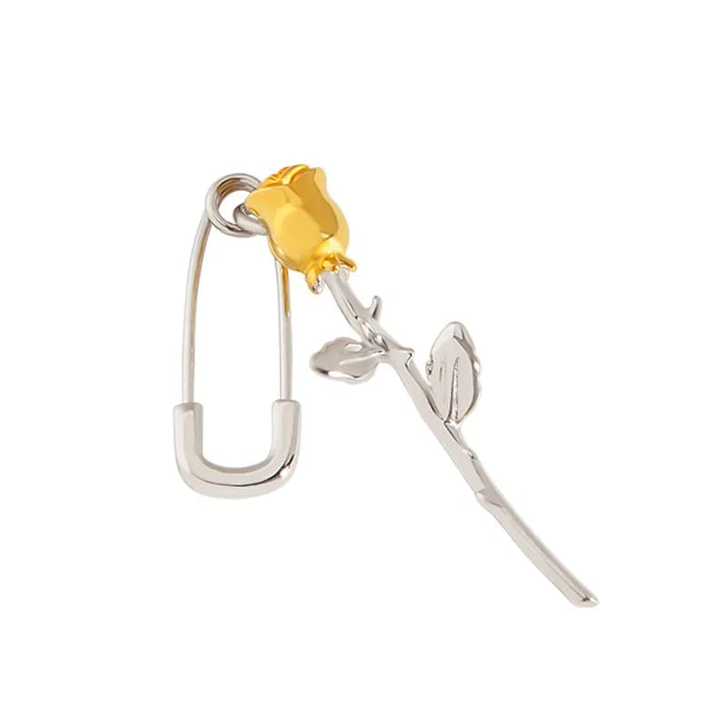 Rose Stem Earring in Champagne Gold — Sterling silver
