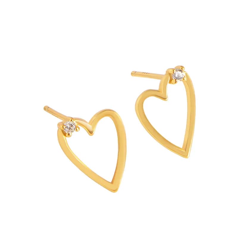 Open Heart Hoop Earrings in Champagne Gold — Sterling silver