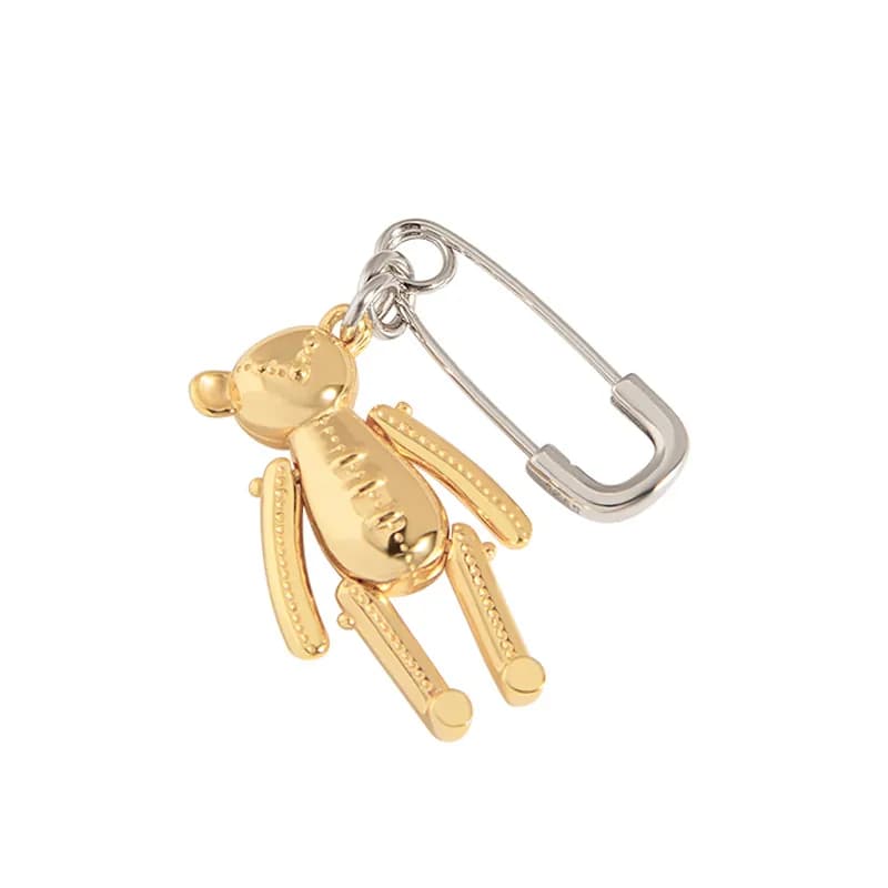 Bear Charm Earrings in Gold — Sterling silver