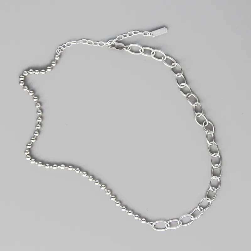 Beaded and Cable Necklace in Minimal Necklace — Sterling silver