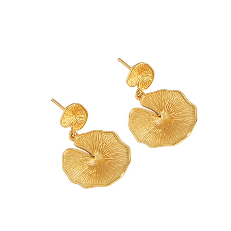 Ginkgo Petal Drop Earrings in Silver — Sterling silver
