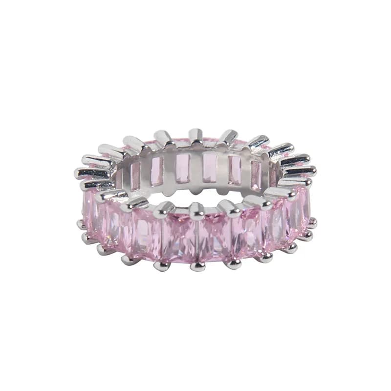 Prong-Set Gem Ring in Pink — Sterling silver