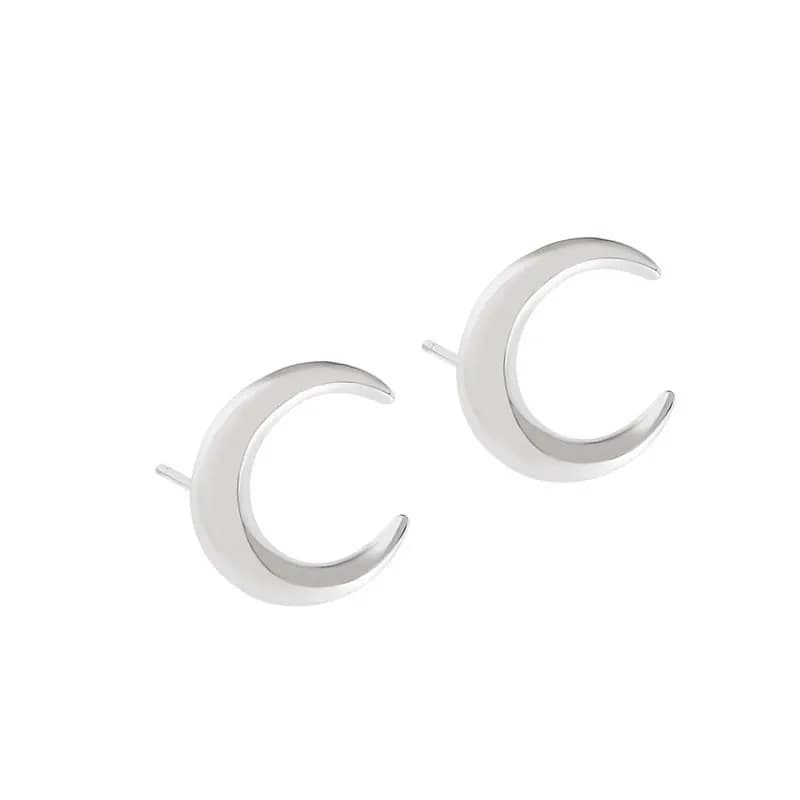 Crescent Hoop Earrings in Platinum — Sterling silver