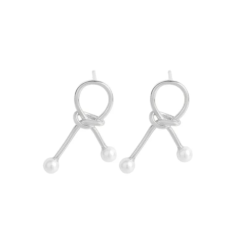 Knot Loop Drop Earrings in Platinum — Sterling silver