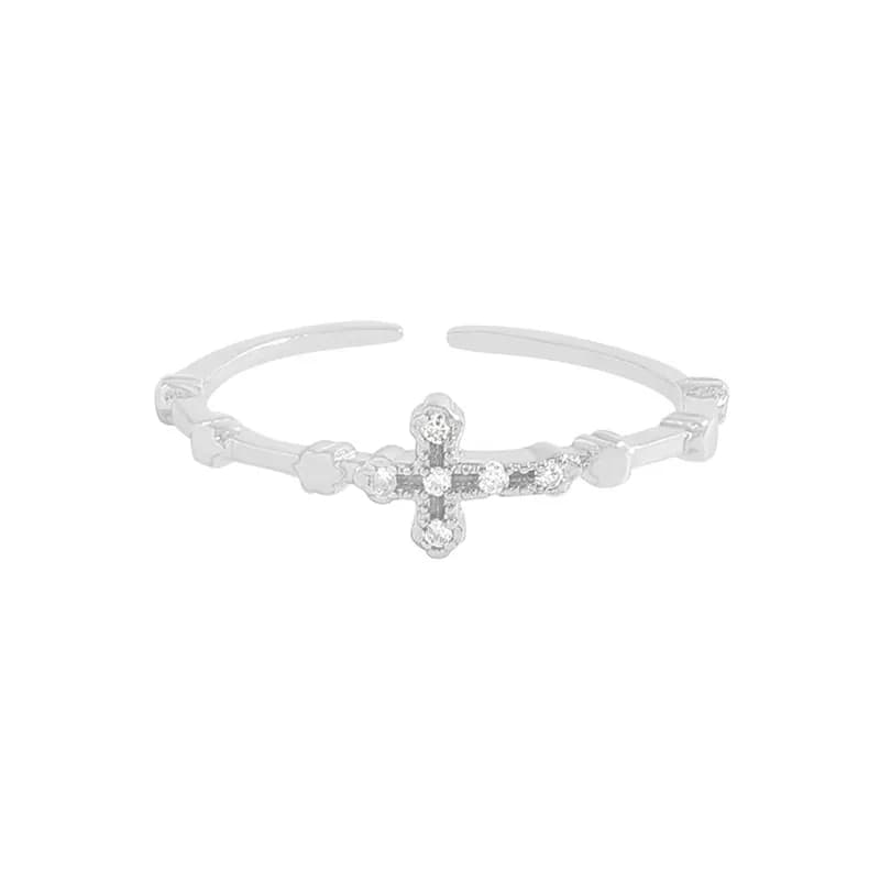Pavé Floral Ring in Platinum — Sterling silver