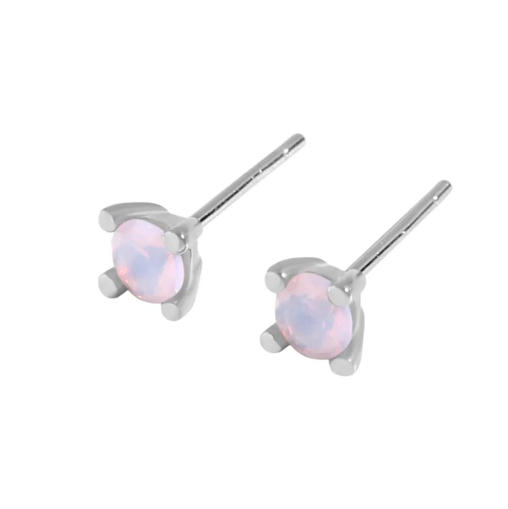 Colorful Stone Stud Earrings in Pink Opal — Sterling silver