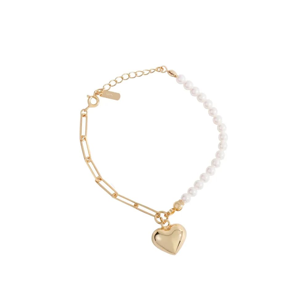 Pearl-Accent Heart Bracelet in Heart Asymmetric — Sterling silver