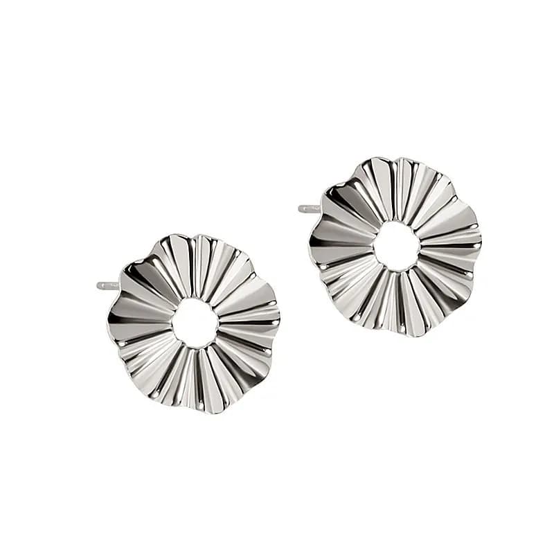 Sunburst Disc Earrings in Platinum — Sterling silver
