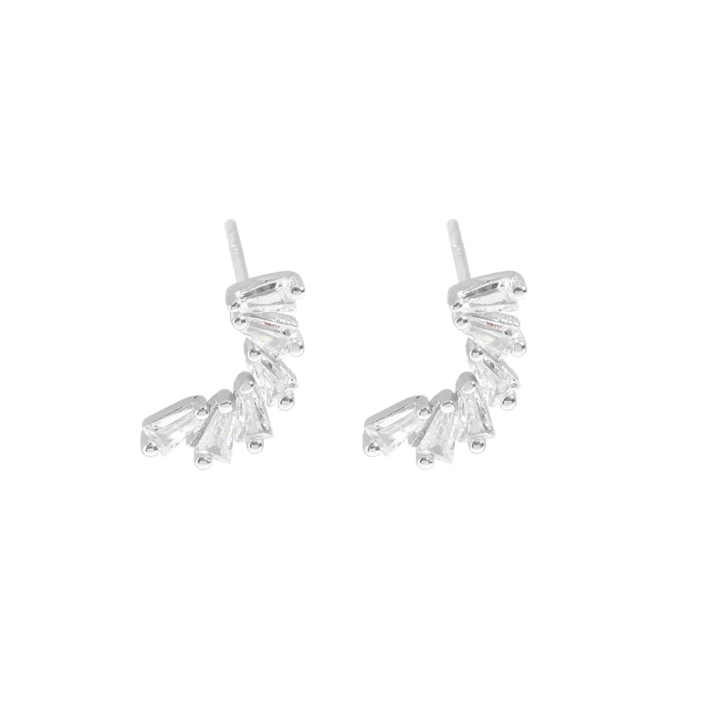 Crystal Arc Earrings in Crystal Stud — Sterling silver