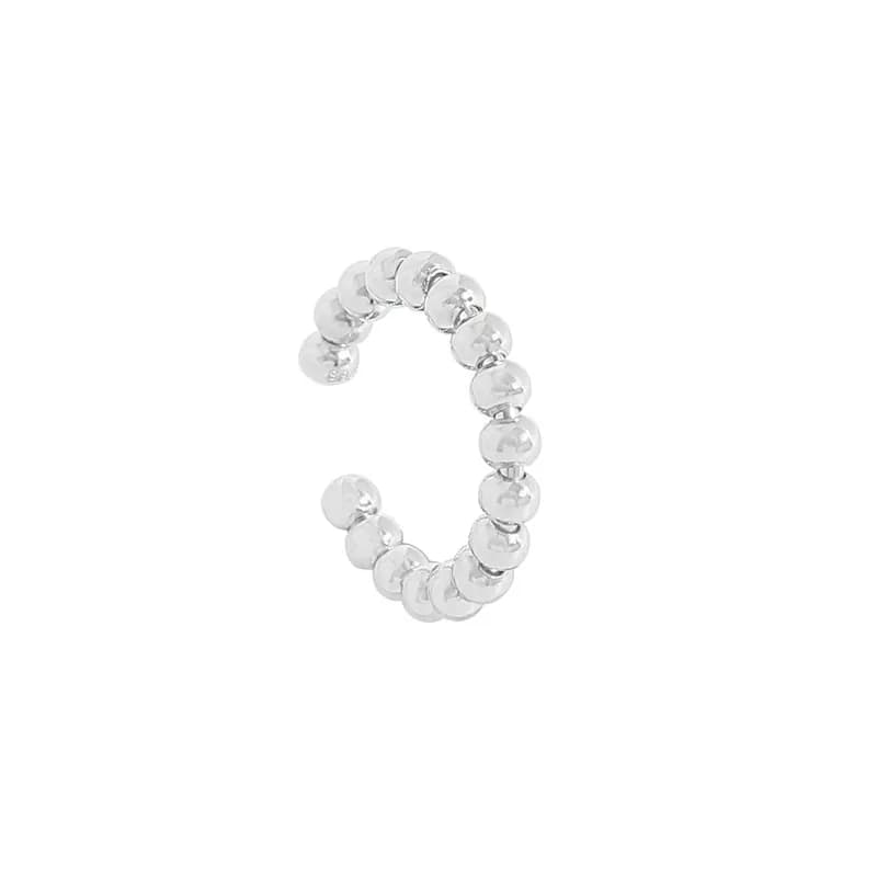 Beaded Disc Hoop Earrings in Platinum — Sterling silver