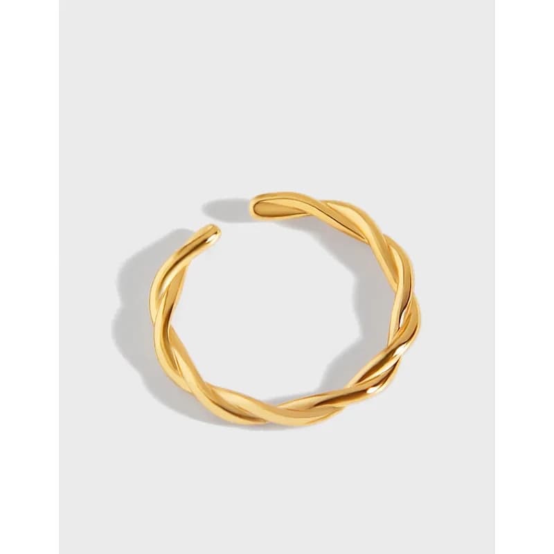 Polished sterling silver twisted rope ring shown on a light background.