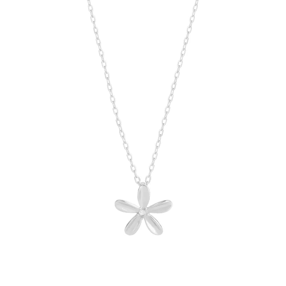 Five Petal Pendant Necklace in Platinum — Sterling silver