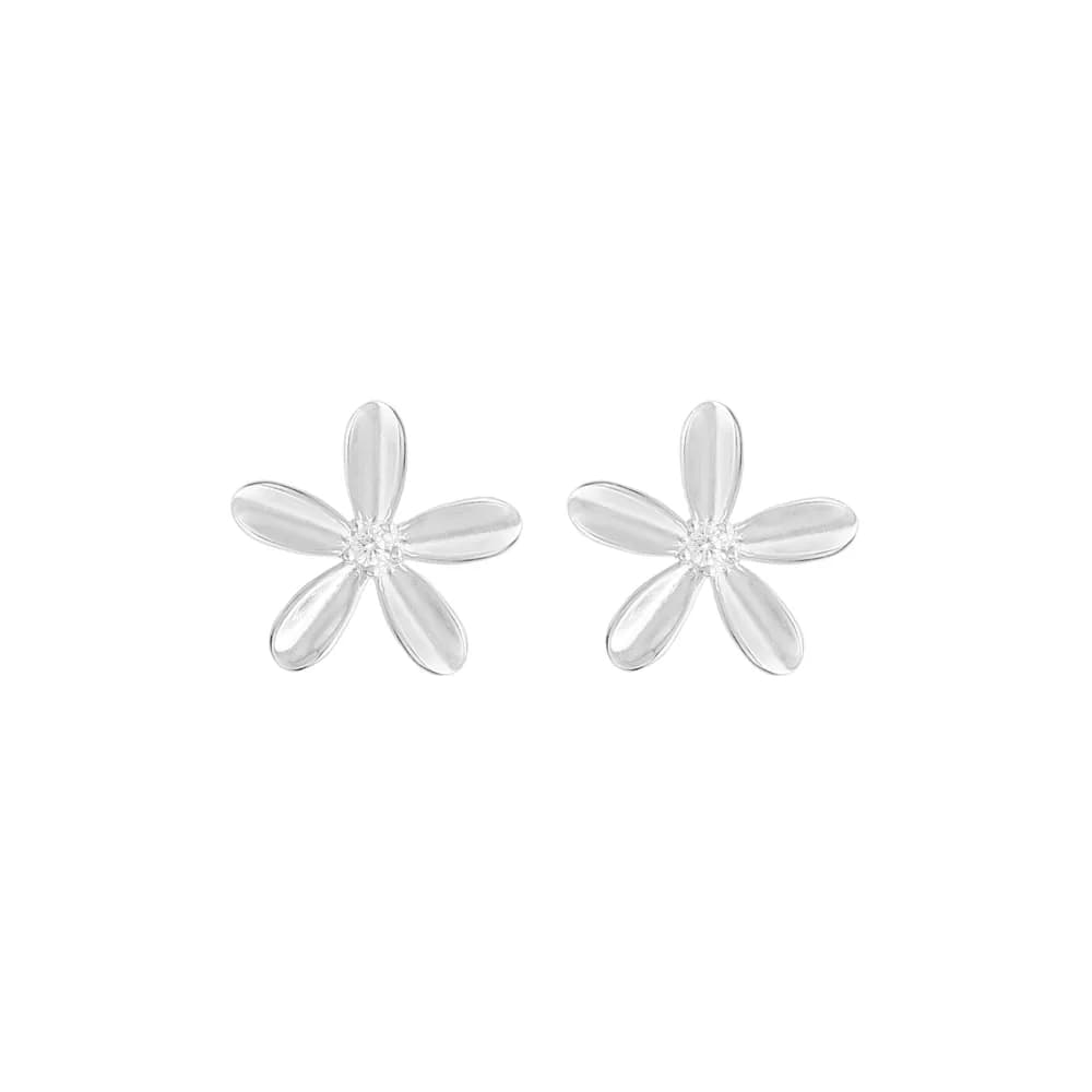 Five Petal Earrings in Platinum — Sterling silver